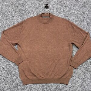 Metropolitan View Sweater Mens L Brown Merino Wool Mock Neck Australia Pullover